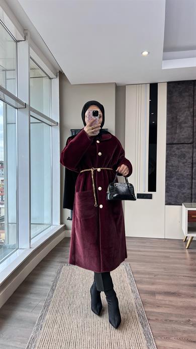 Bebe Yaka Fox Kumaş Kap Bordo