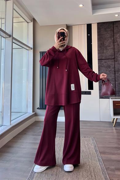 Kapüşonlu Takım Bordo