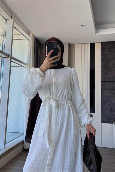 İçi Uzun Kol Seyyar Astarlı İkili Takım Elbise - Beyaz