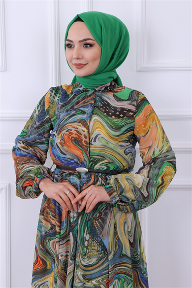 Ebru Desen Elbise Yeşil