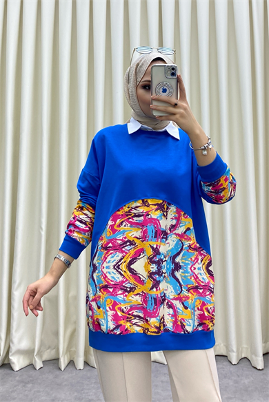 Ebru Desen Sweat Saks Mavisi