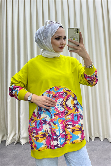 Ebru Desen Sweat Yağ Yeşili