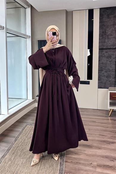 Beli İpli Elbise Bordo