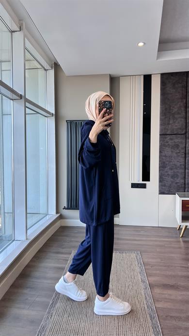 Kapüşonlu Modal Takım Lacivert 