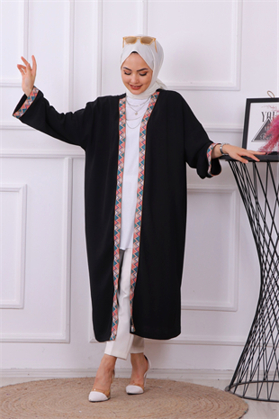 Etnik Desen Kimono Siyah