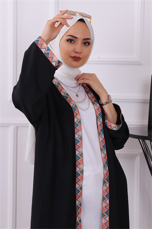 Etnik Desen Kimono Siyah