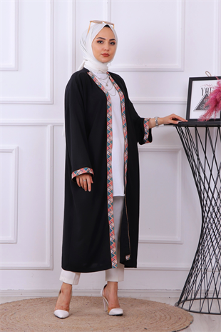 Etnik Desen Kimono Siyah