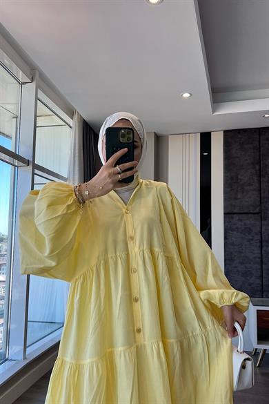 Yarım Patlı Elbise Sarı