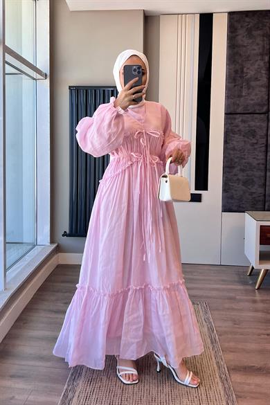 Vual Elbise Pembe