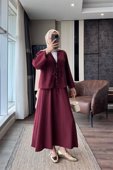 Kimonolu Takım Bordo