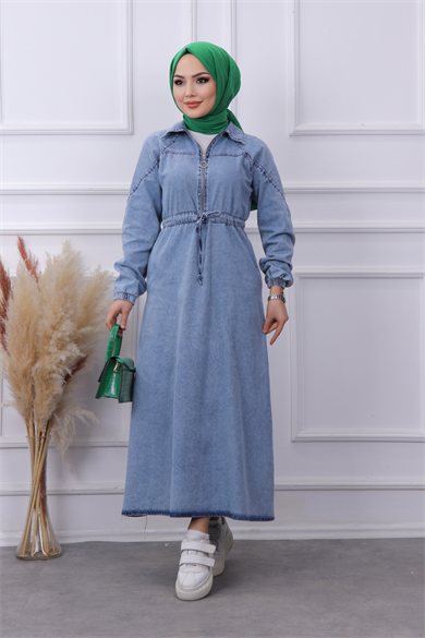 Fermuarlı Kot Elbise