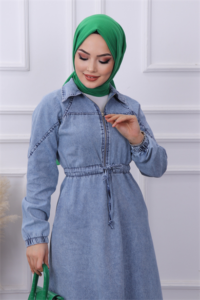 Fermuarlı Kot Elbise