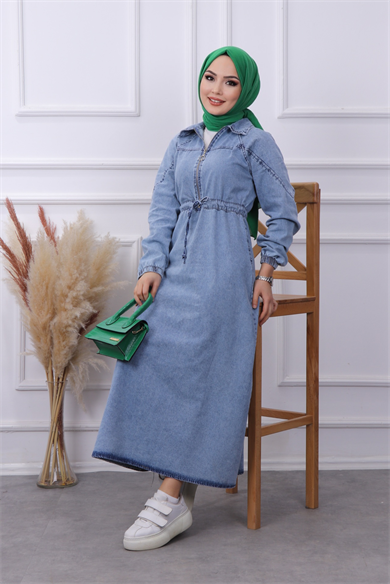 Fermuarlı Kot Elbise