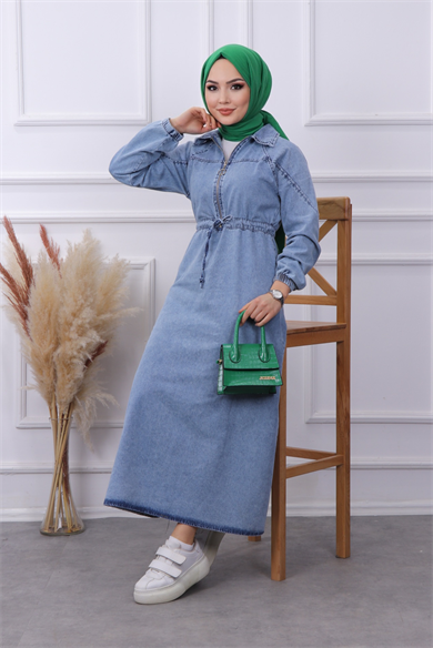 Fermuarlı Kot Elbise