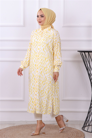 Fırça Desen Tunik Sarı