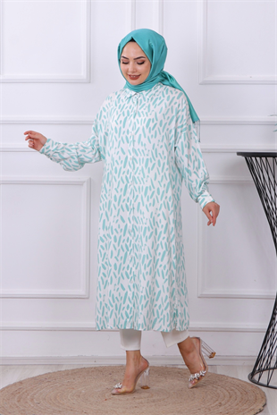 Fırça Desen Tunik Yeşil