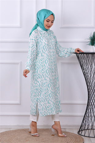 Fırça Desen Tunik Yeşil