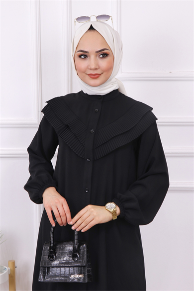 Fırfır Yaka Tunik Siyah