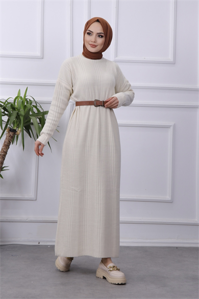 Fitilli Elbise Krem