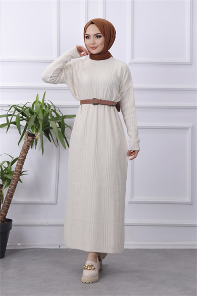 Fitilli Elbise Krem