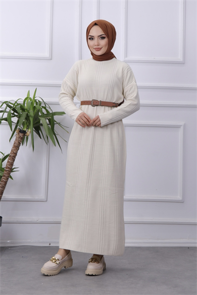 Fitilli Elbise Krem