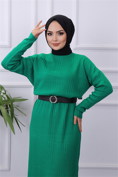 Fitilli Elbise Yeşil