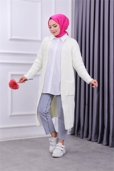 Fitilli Hırka Beyaz