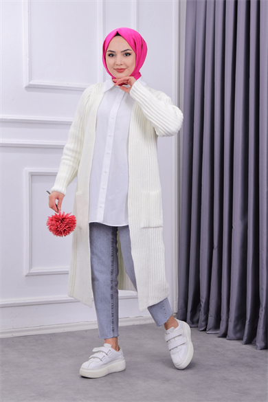 Fitilli Hırka Beyaz