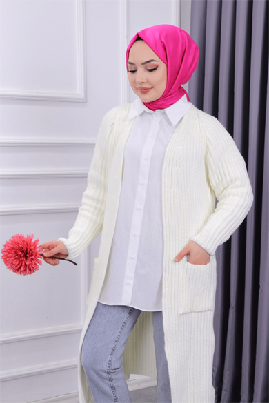 Fitilli Hırka Beyaz