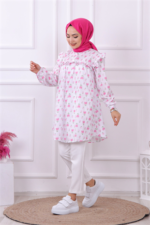Fuşya Laleli Tunik