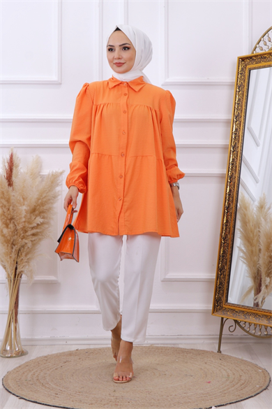 Gofre Tunik Turuncu