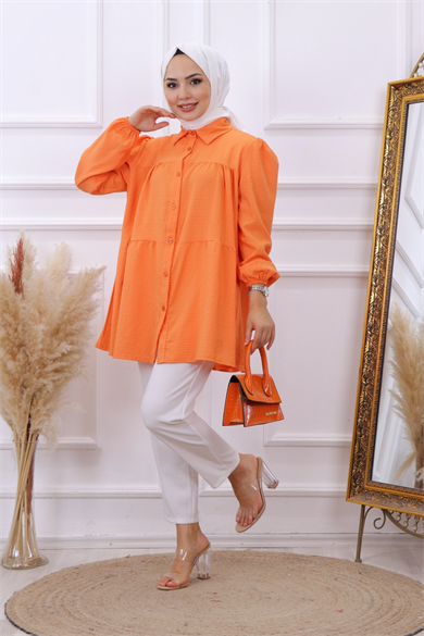 Gofre Tunik Turuncu