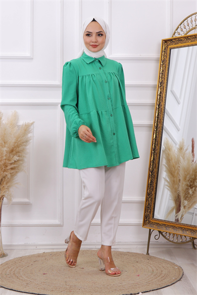 Gofre Tunik Yeşil