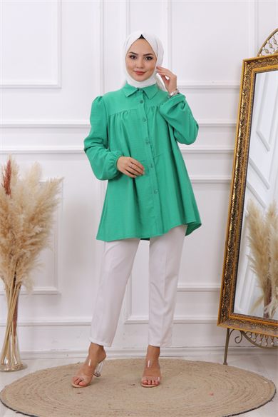 Gofre Tunik Yeşil