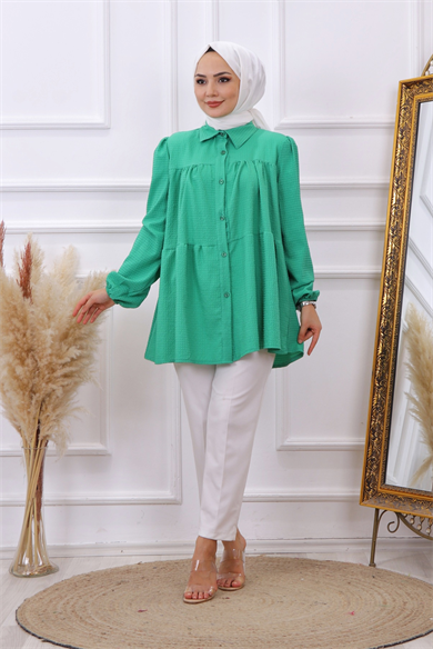 Gofre Tunik Yeşil
