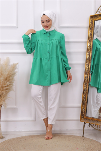 Gofre Tunik Yeşil