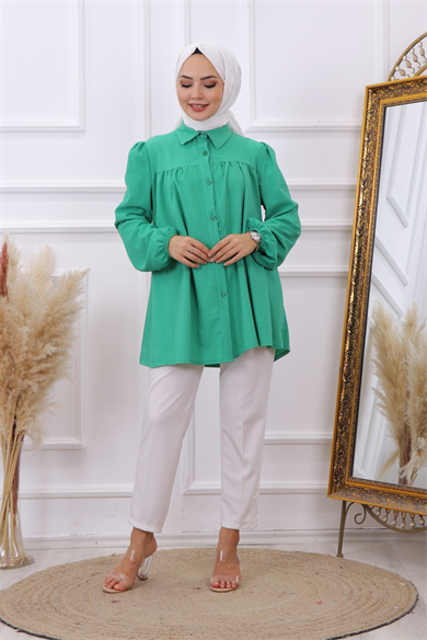 Gofre Tunik Yeşil
