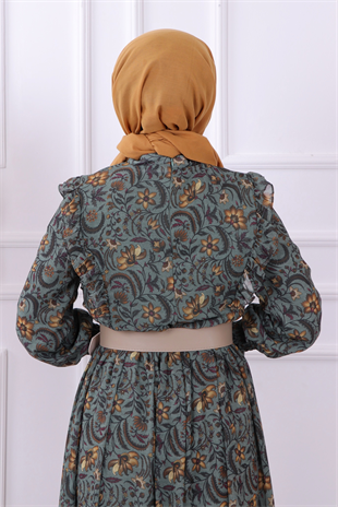 Grbz Çicek Desenli Şifon Elbise 