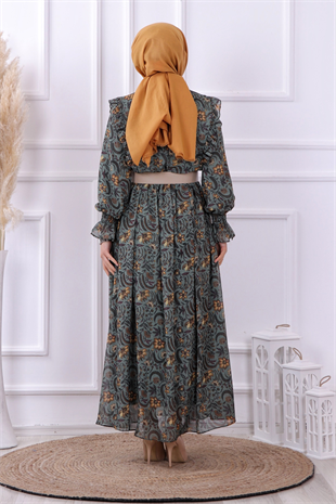 Grbz Çicek Desenli Şifon Elbise 