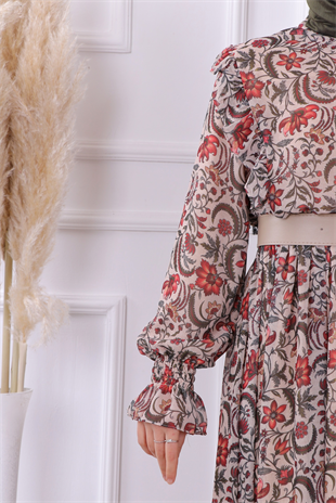 Grbz Çicek Desenli Şifon Elbise