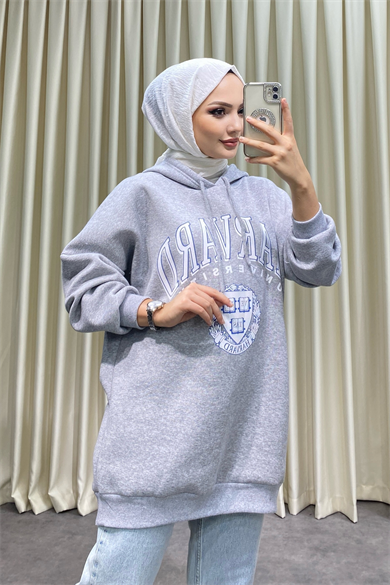 Hardward Yazılı Üç İplik Sweat Gri