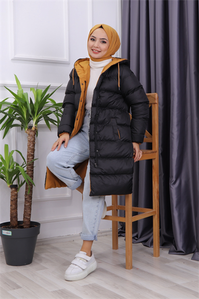 İçi Hardal  Detaylı Şişme Mont