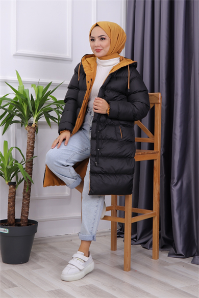 İçi Hardal  Detaylı Şişme Mont