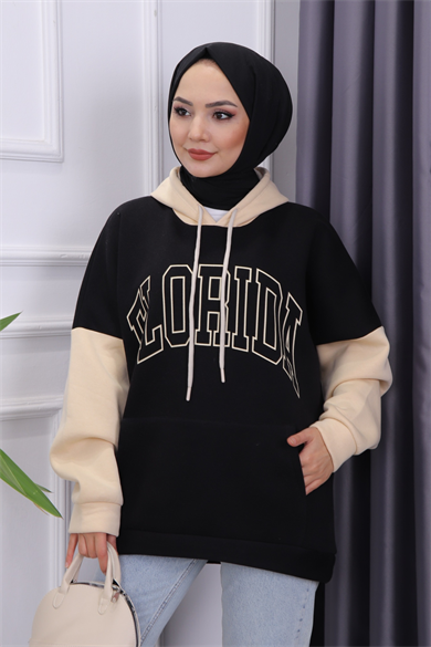 İçi Şardonlu Florida  Sweat Siyah
