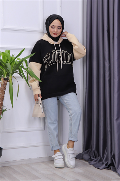 İçi Şardonlu Florida  Sweat Siyah