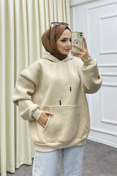 İçi Şardonlu Sweat Bej