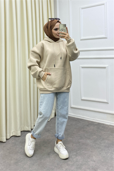 İçi Şardonlu Sweat Bej