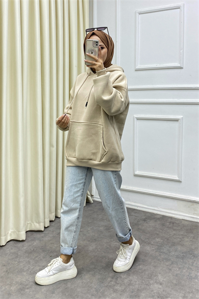 İçi Şardonlu Sweat Bej