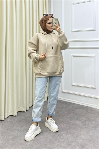İçi Şardonlu Sweat Bej