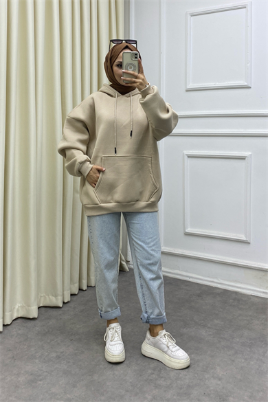 İçi Şardonlu Sweat Bej